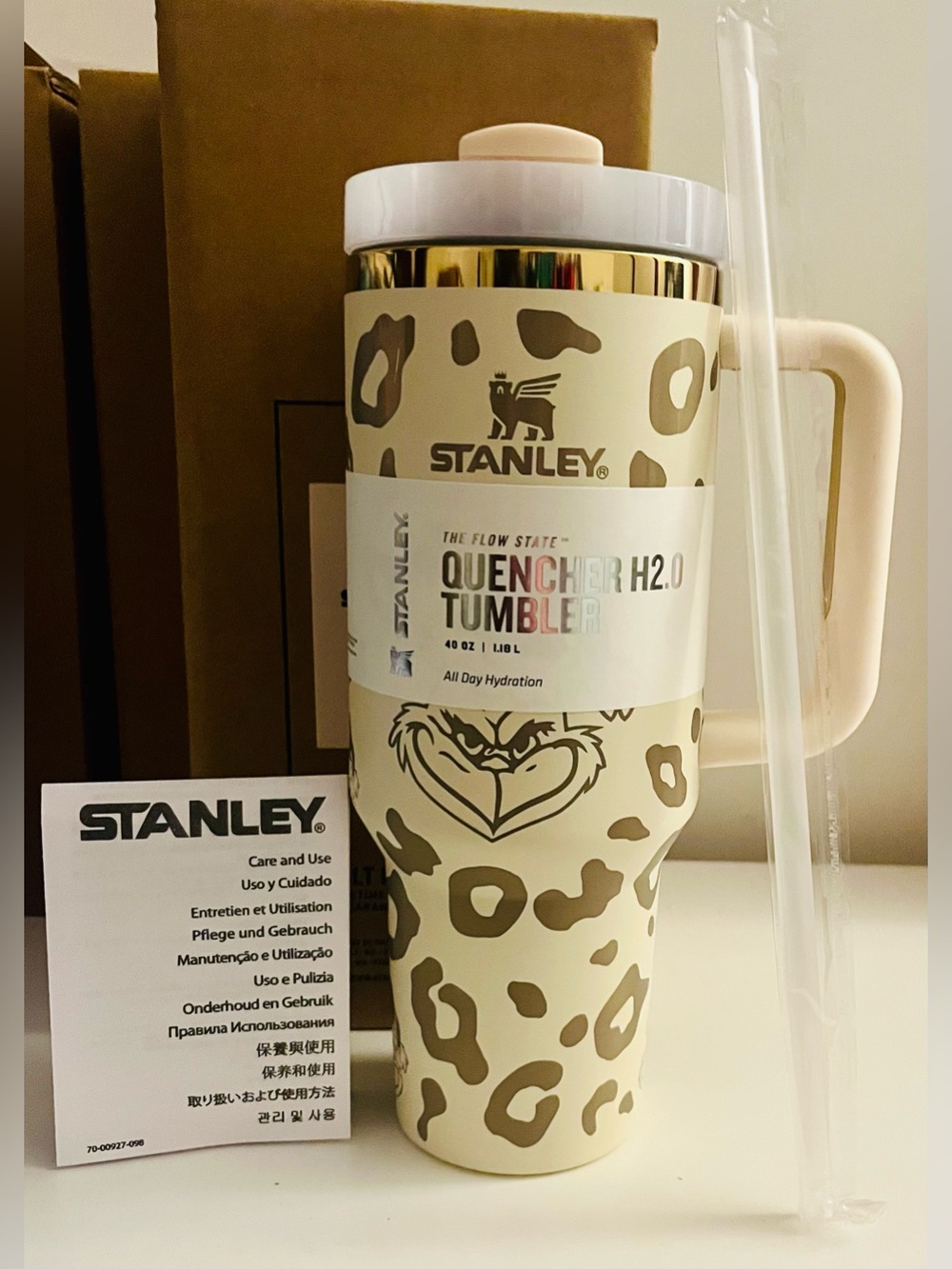 Stanley Quencher H2.0 Tumbler 40oz - Cream Leopard